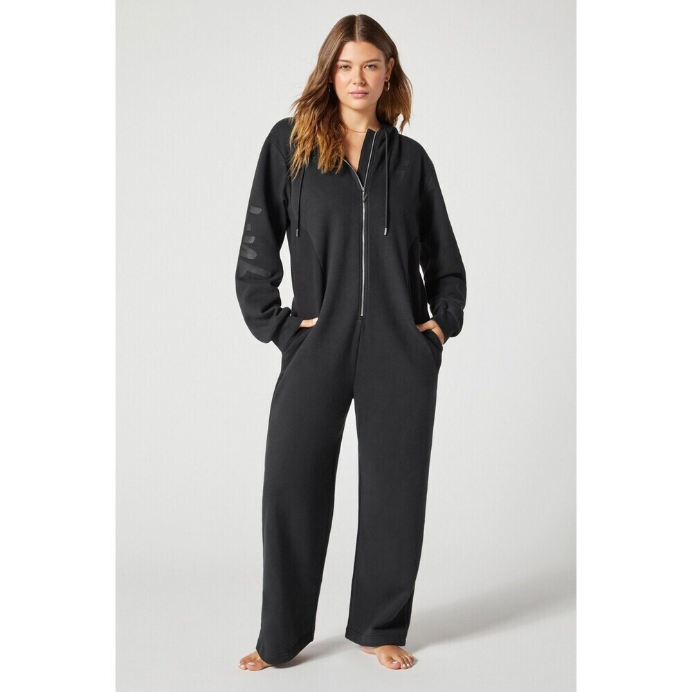 Yitty Major Label Pocket Hooded Jumpsuit Cozy Black Plus Size 1X - NWT $114.95